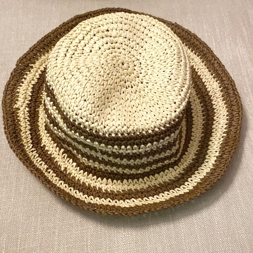 Madewell brown striped woven sun hat